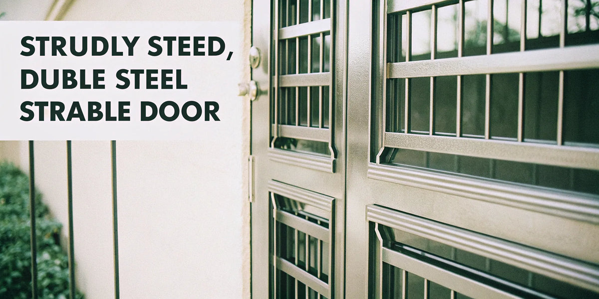 Secure 60x80 double steel door with a modern grid design, offering durability and versatile style.