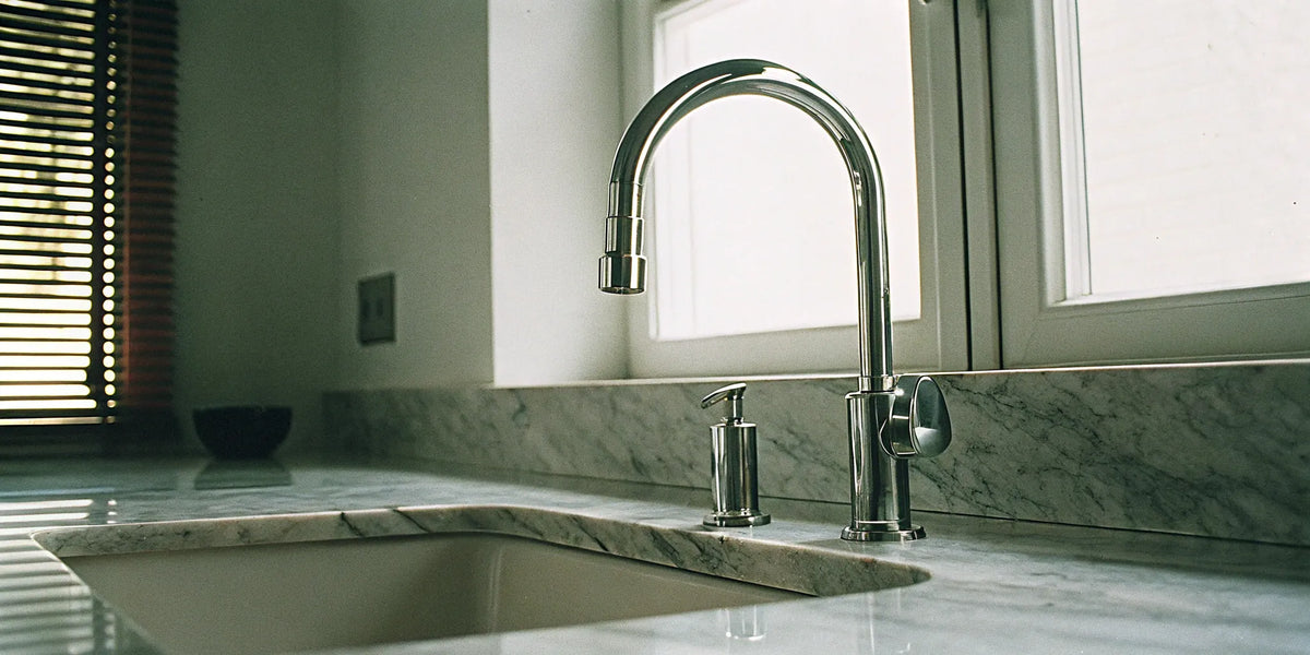 One of the best ultra modern kitchen faucets, featuring a sleek, high-arc design.