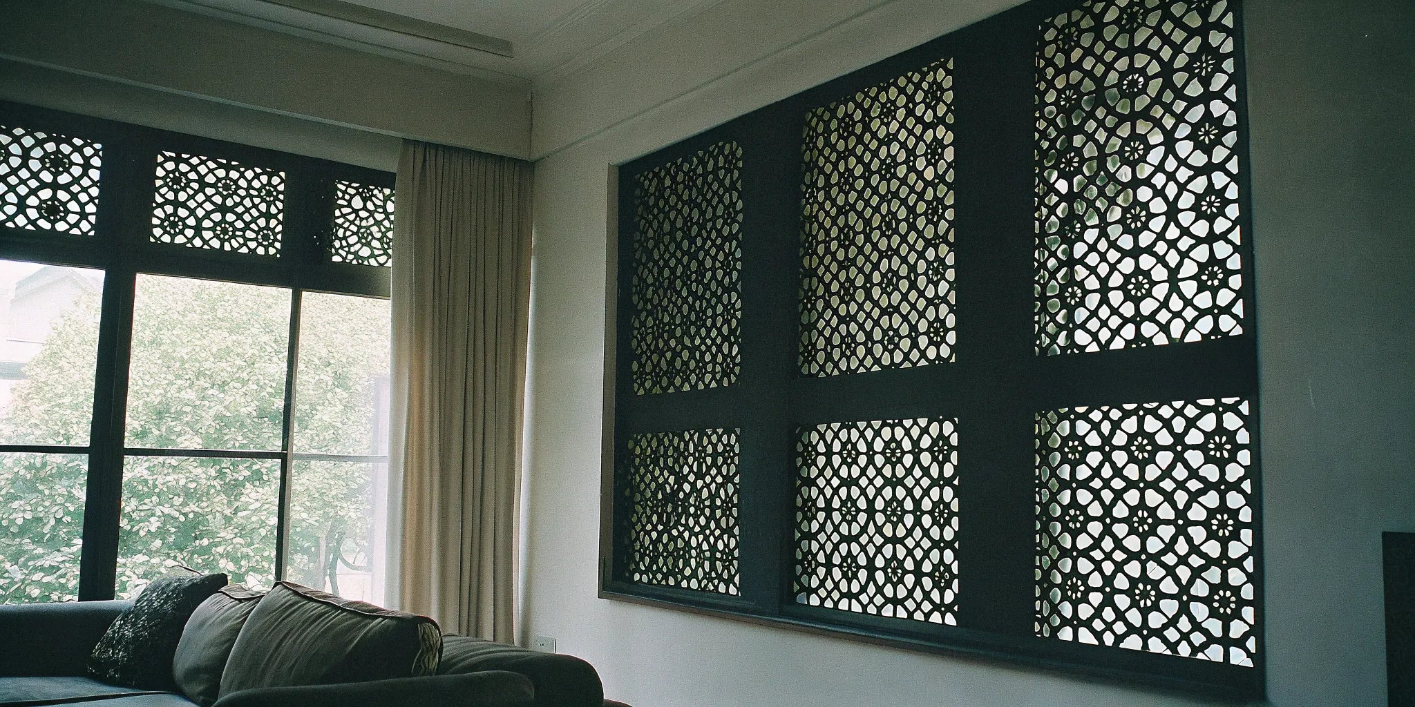 Geometric acoustic wall panels.