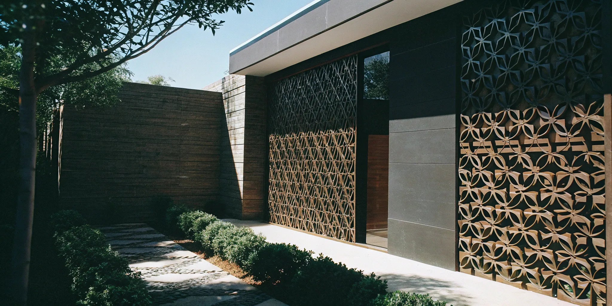 Modern 3D wall panels create a stunning exterior.