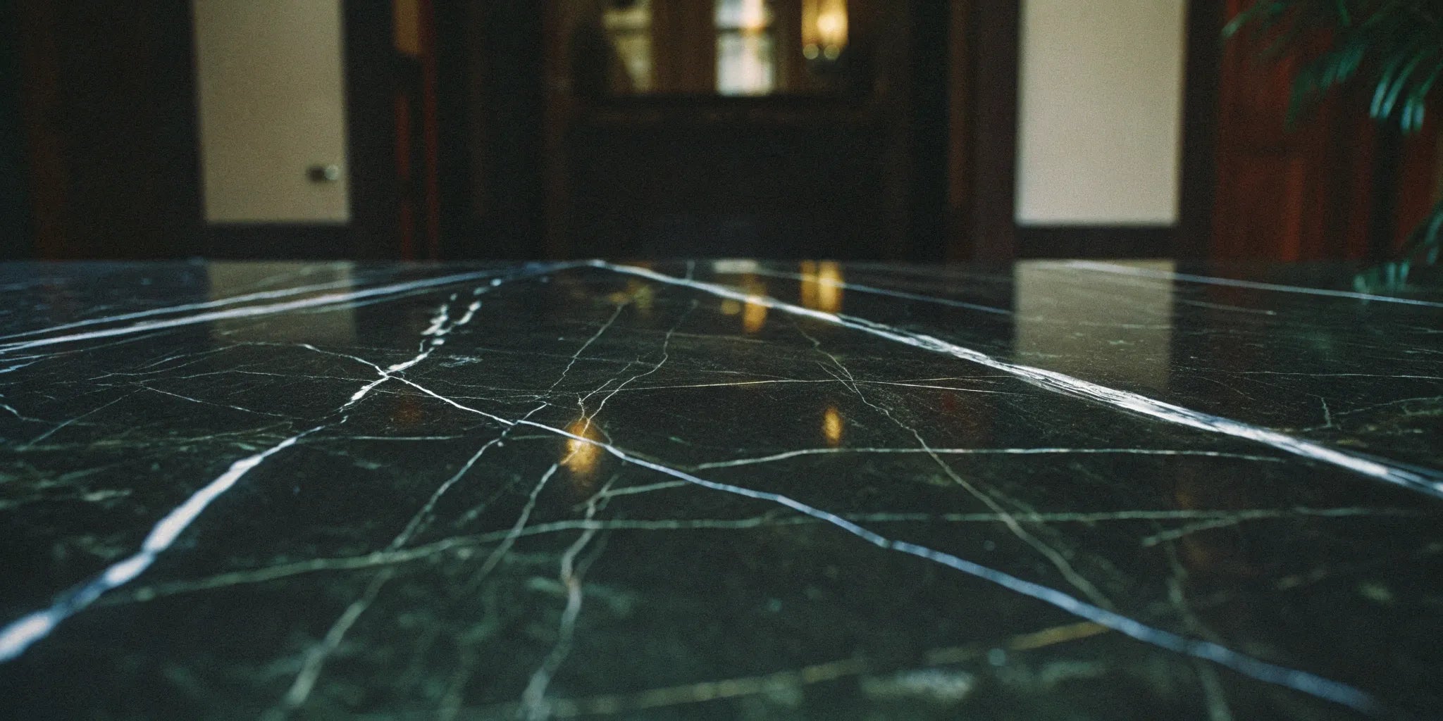A veined porcelain slab countertop, showing the material quality that influences its cost.