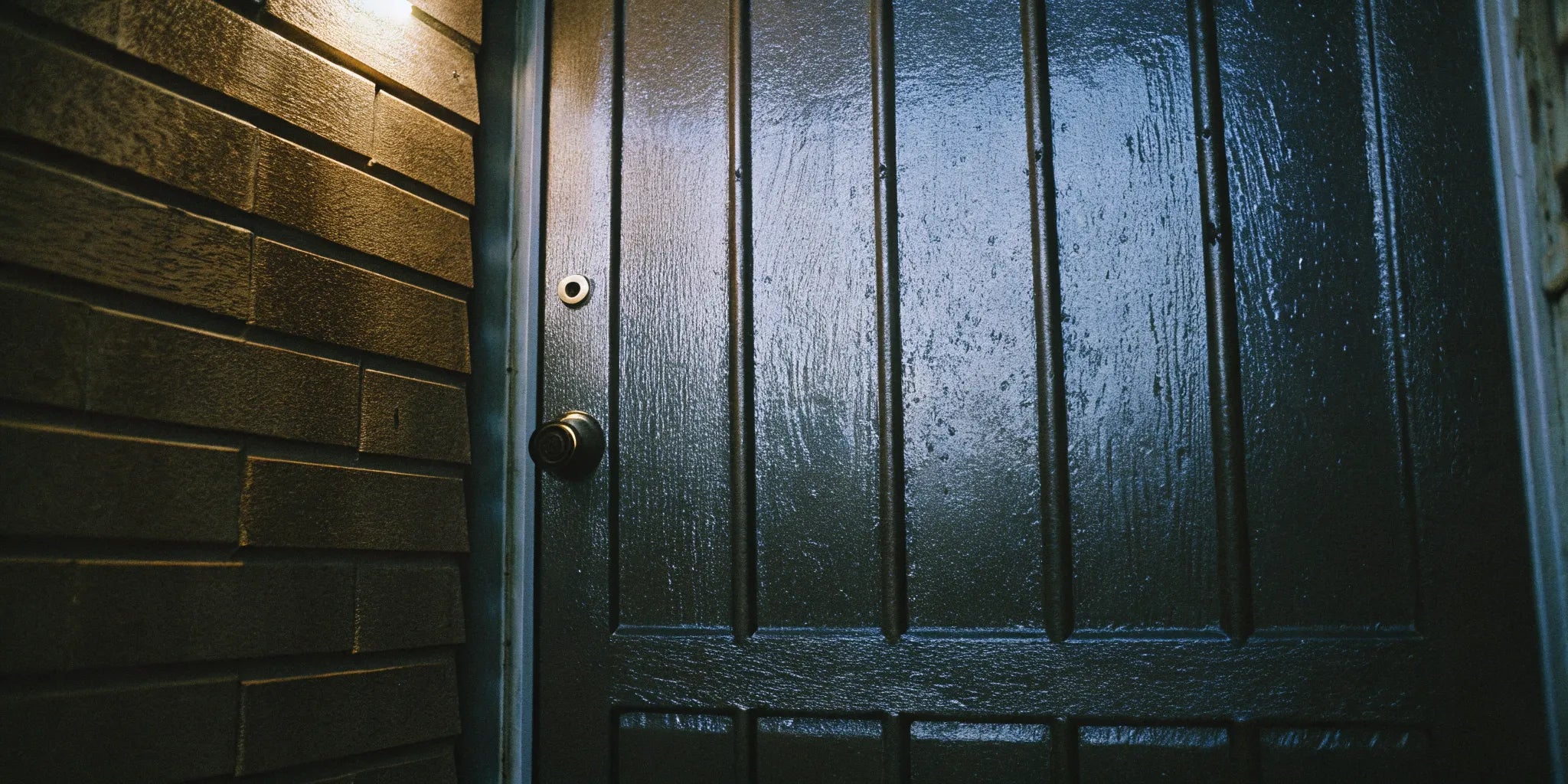 Durable and energy-efficient insulated steel door with vertical panels and a secure lock.