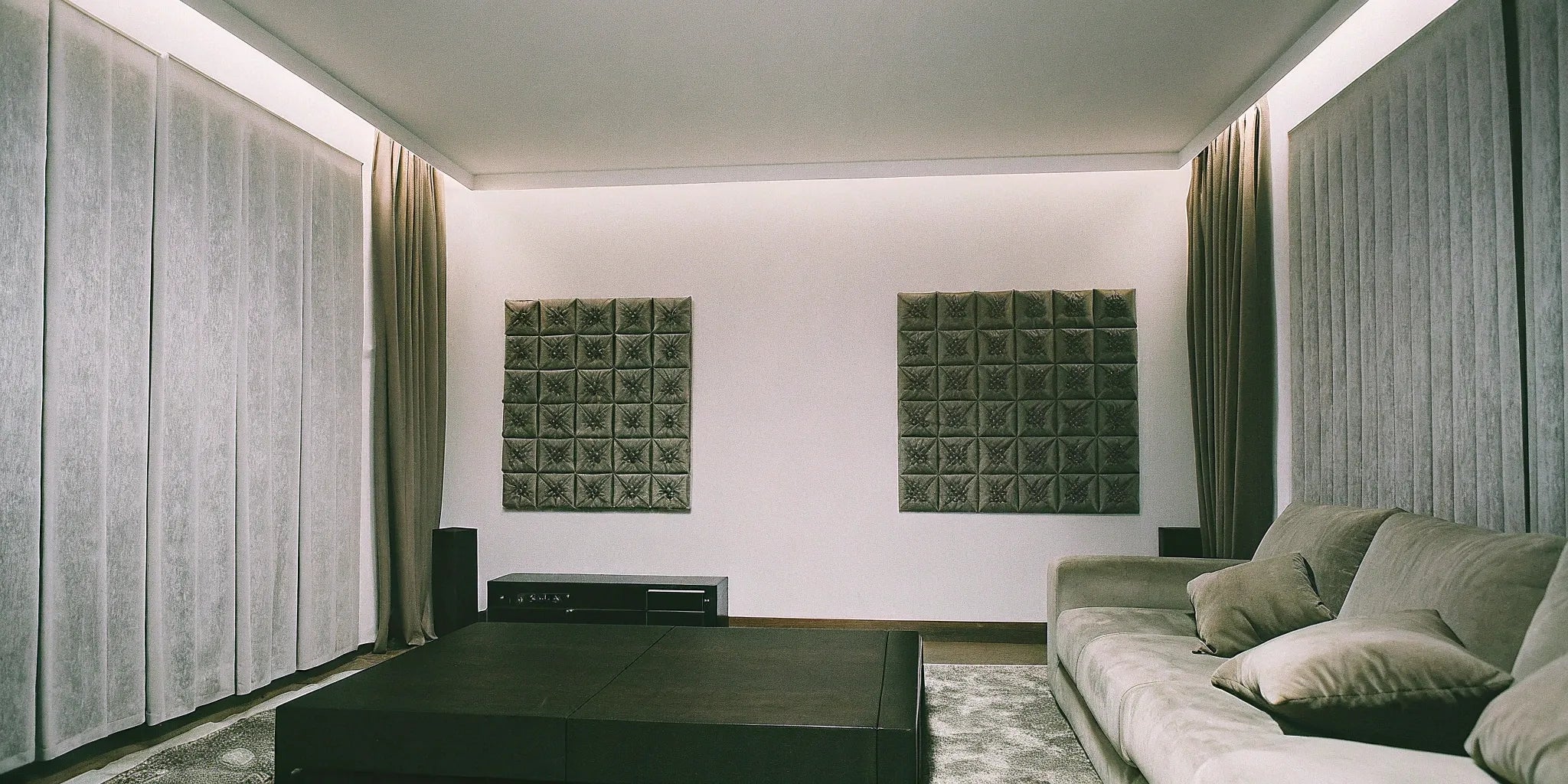 Wholesale acoustic wall panels from a USA supplier in a modern living room.