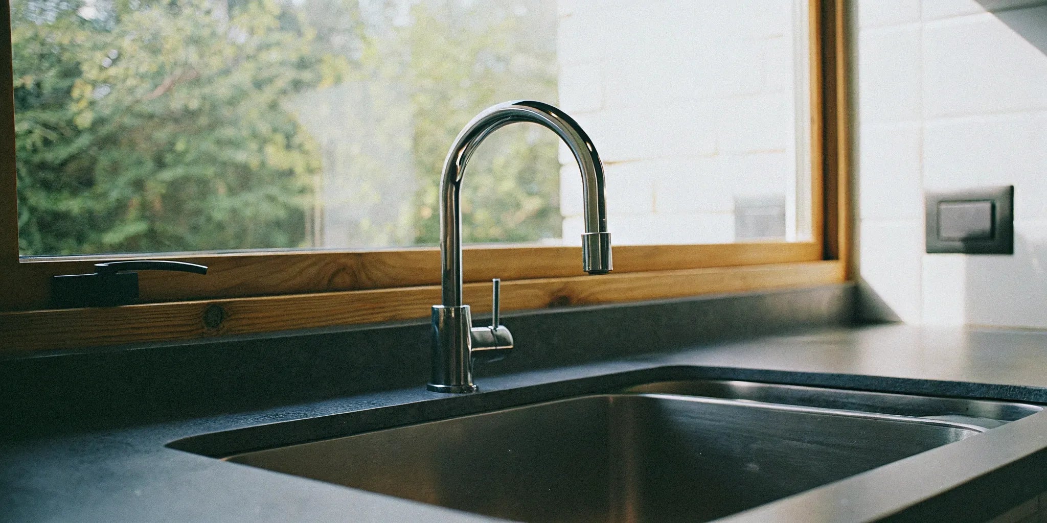 Sleek, modern kitchen faucet.