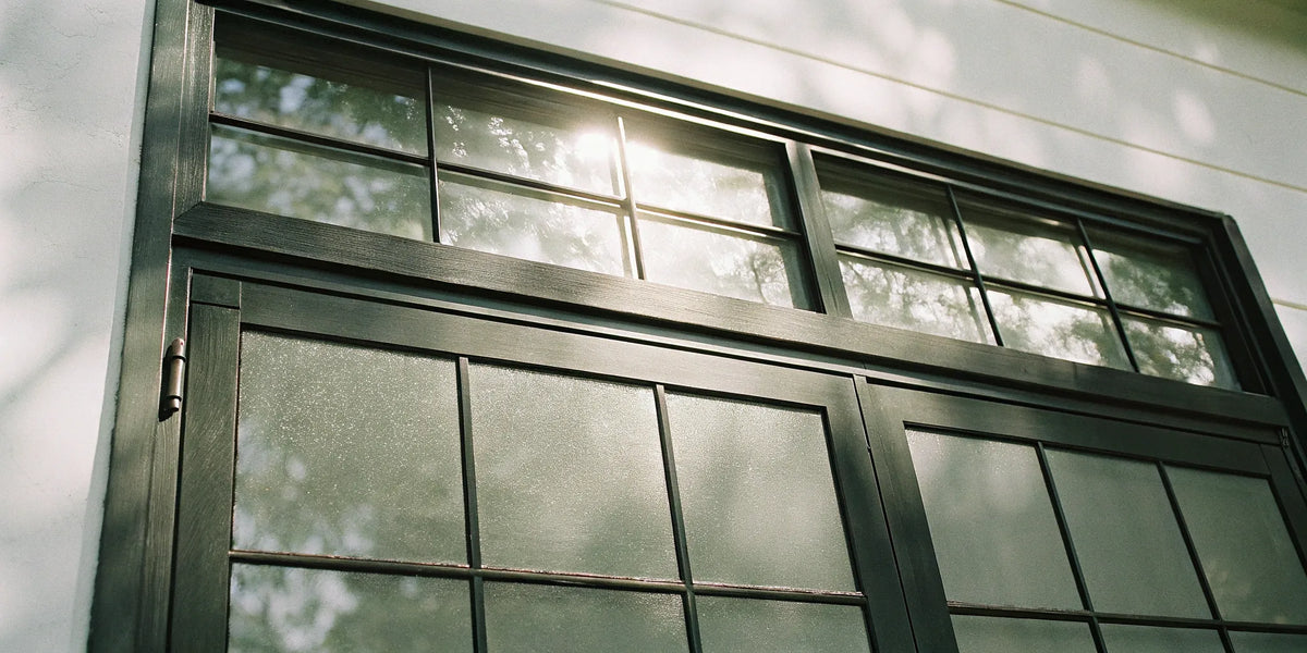 The cost of black steel windows on a modern home with a divided-pane design.