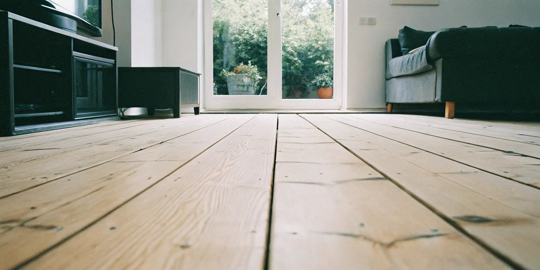 12-inch wide plank wood flooring.