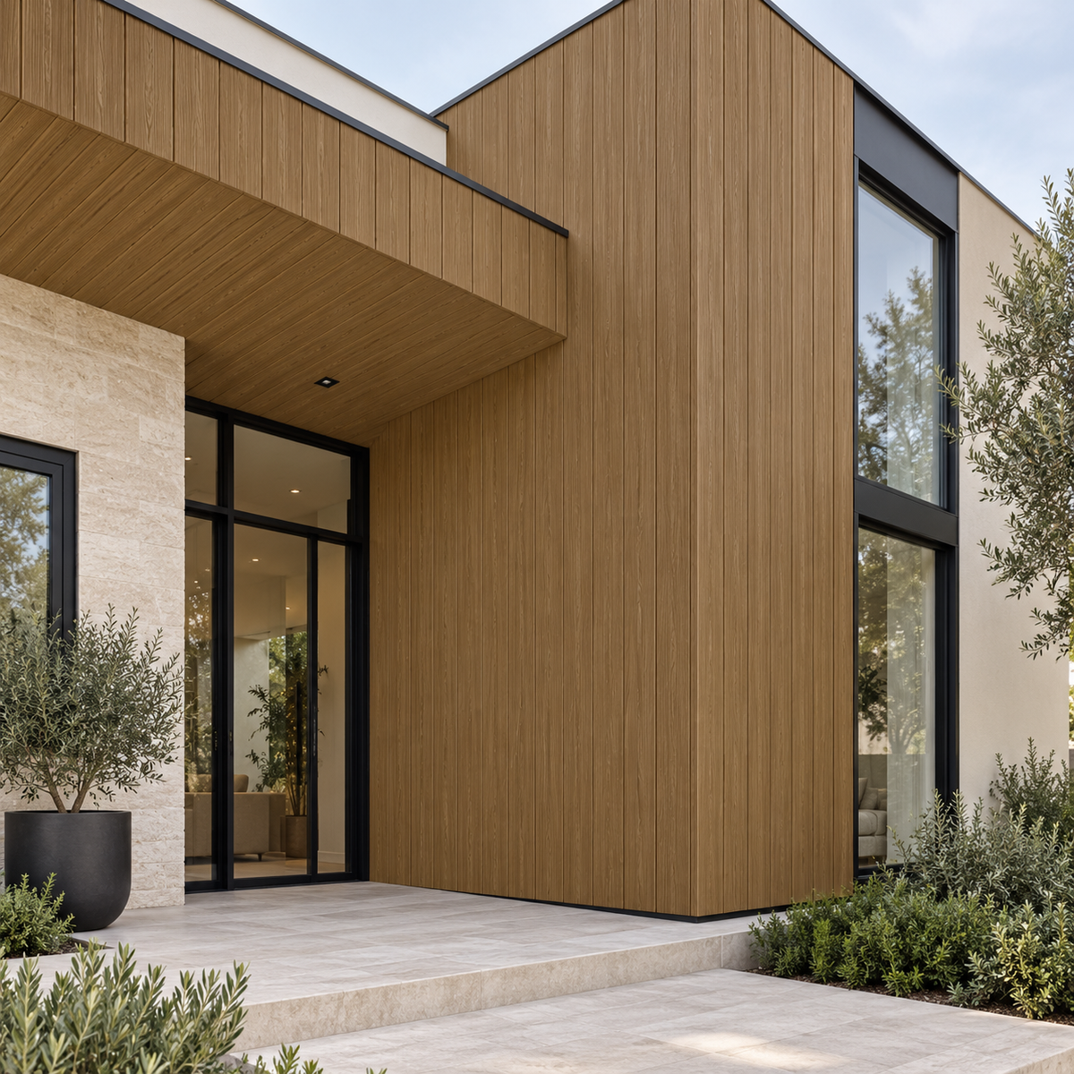 Exterior Shiplap Cladding Wall Panel, Brown Teak