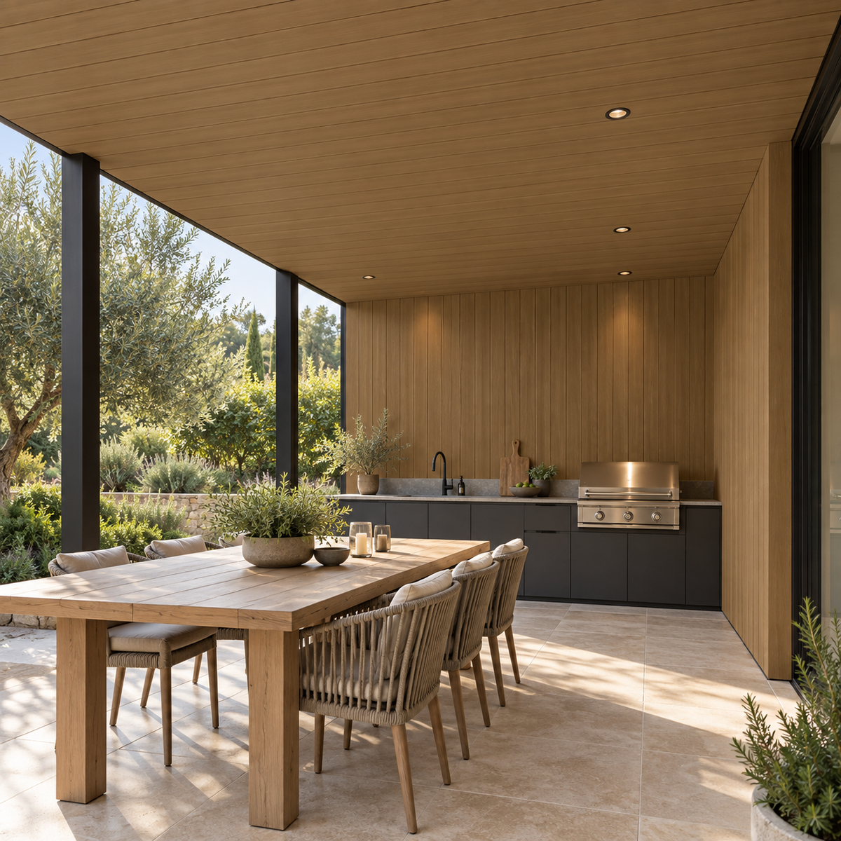 Exterior Shiplap Cladding Wall Panel, Brown Teak