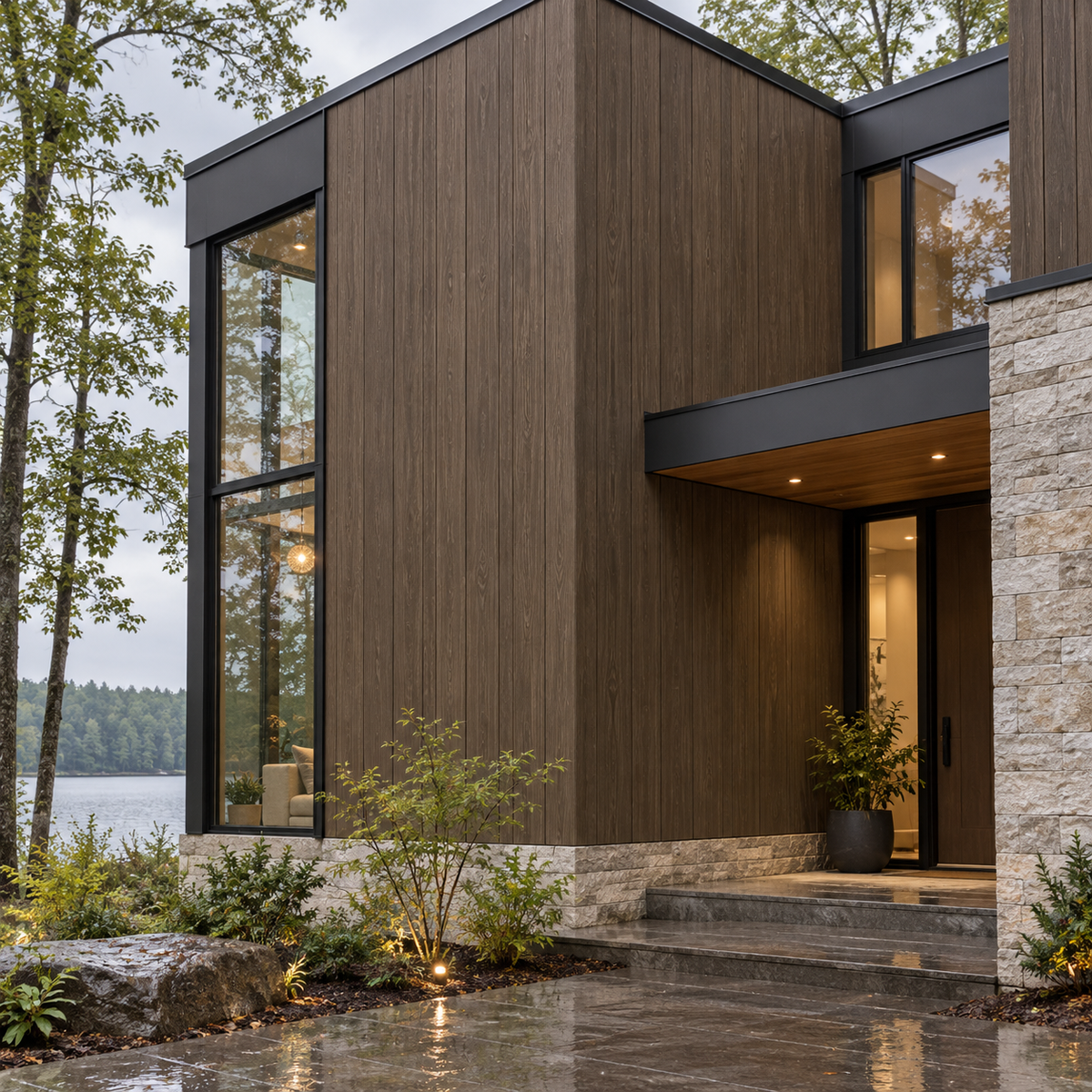 Exterior Shiplap Cladding Wall Panel, Walnut Dark