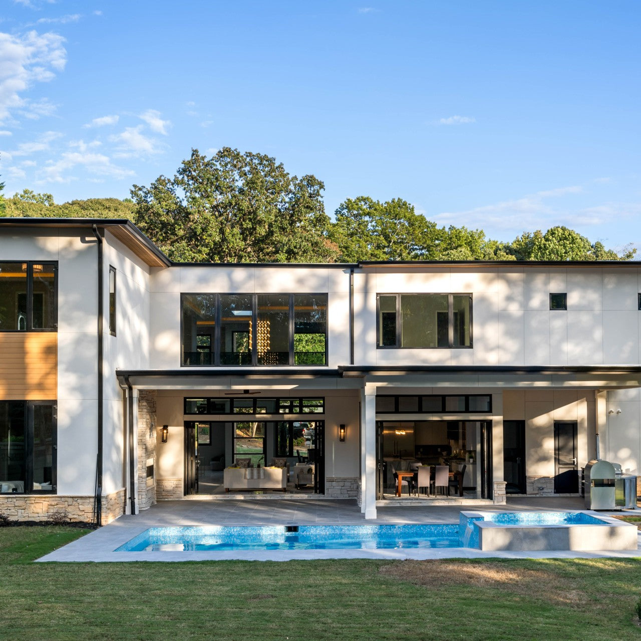 Home with fiber cement boards