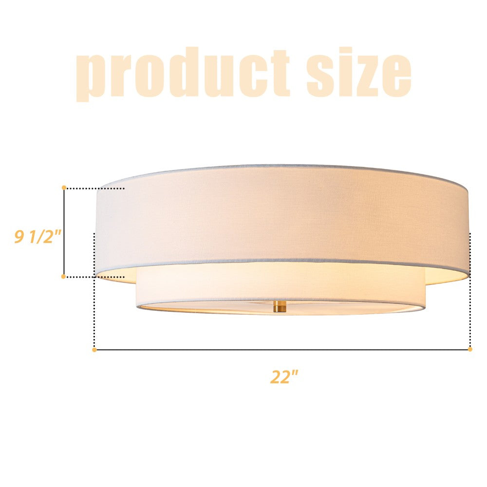 image of World Dome Wide Semi-Flush Drum Ceiling Fixture (22")
