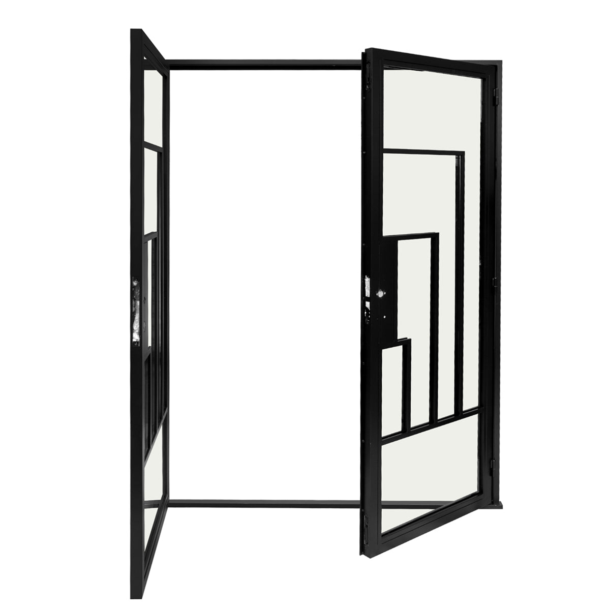 Cuivre Modern Double Steel Door With Copper Handle, 60x80"