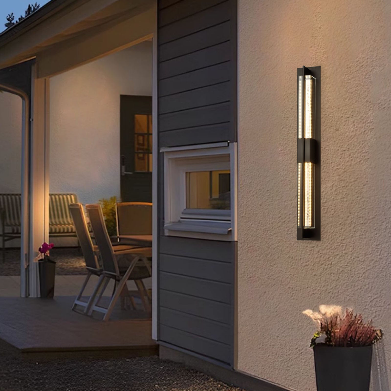 Forthesia Large Black Led Outdoor Wall Scones