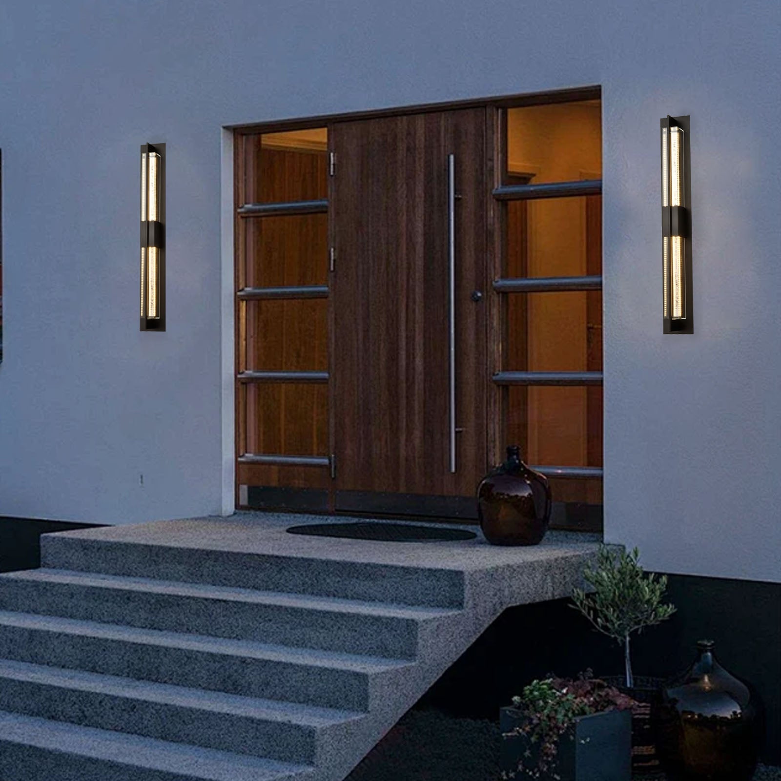 Forthesia Large Black Led Outdoor Wall Scones