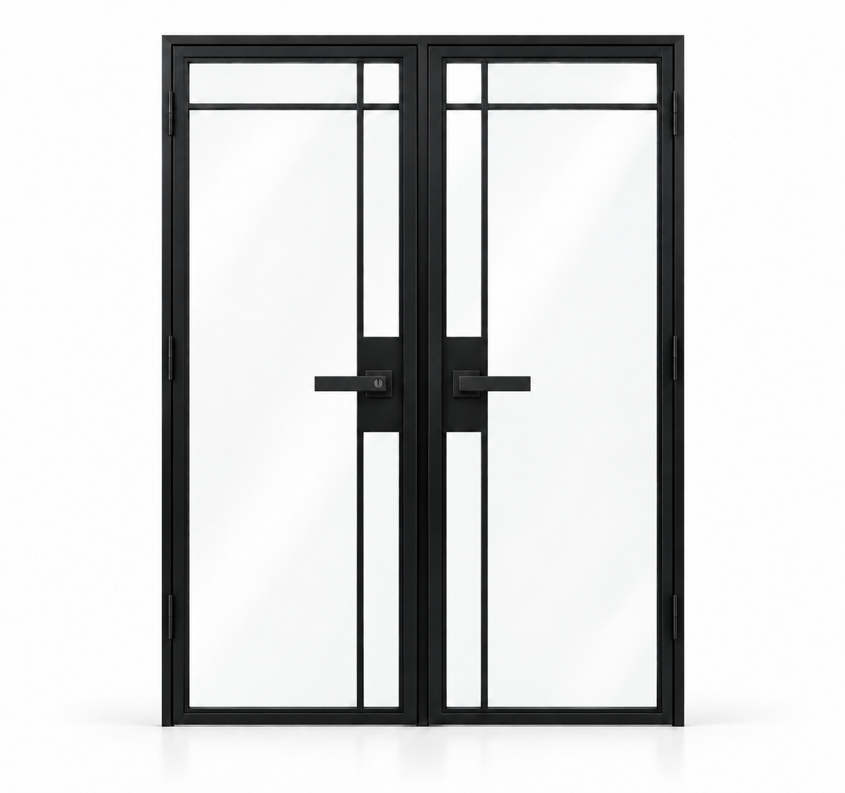 USABD 5 Lite interior steel double door with offset side and top dividers and included lever hardware — studio