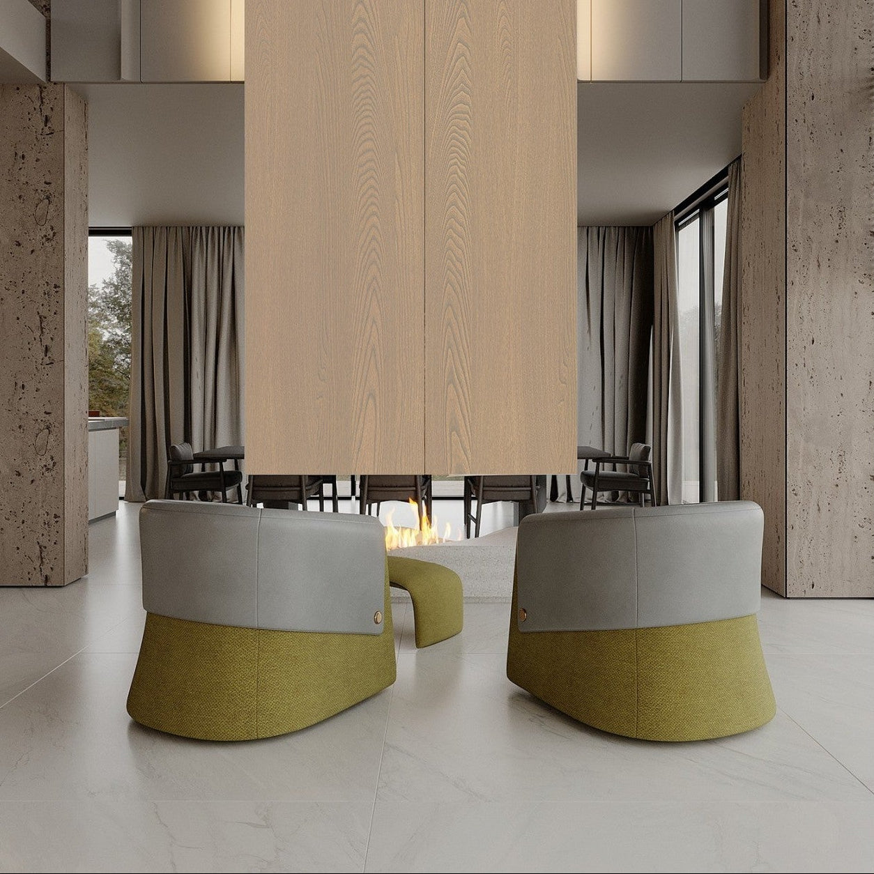 Natural Veneered Wall Panel Gray Cathedral Grain