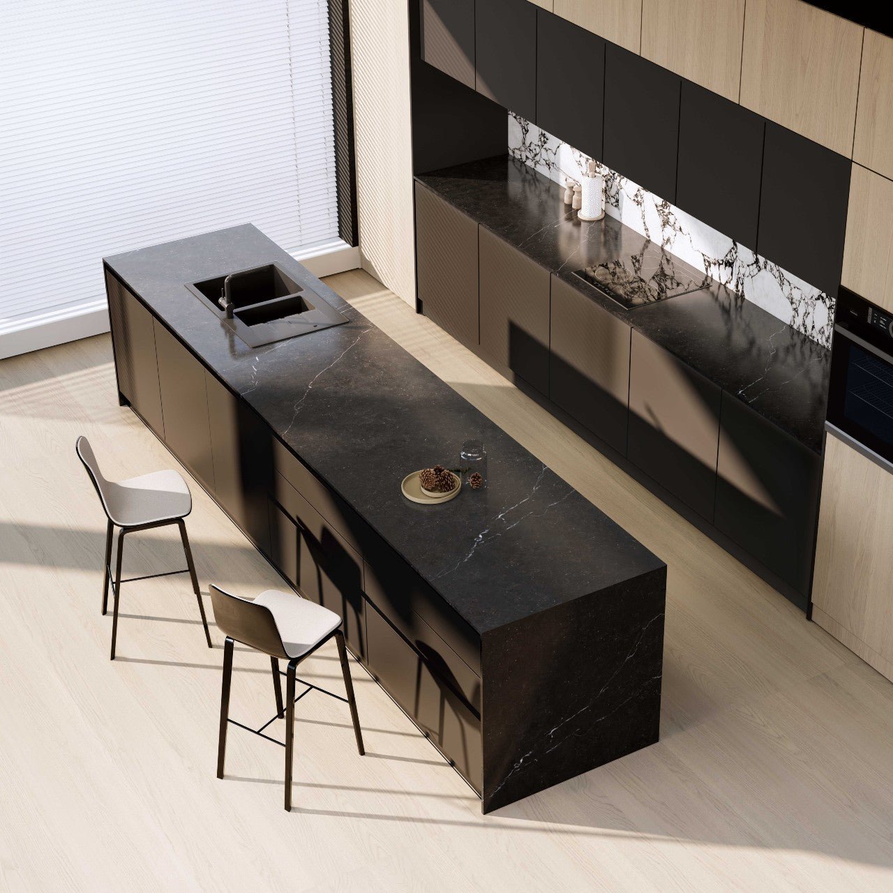 Nero Marquina Porcelain Slab β Bold, Sleek & Highly Durable Surface