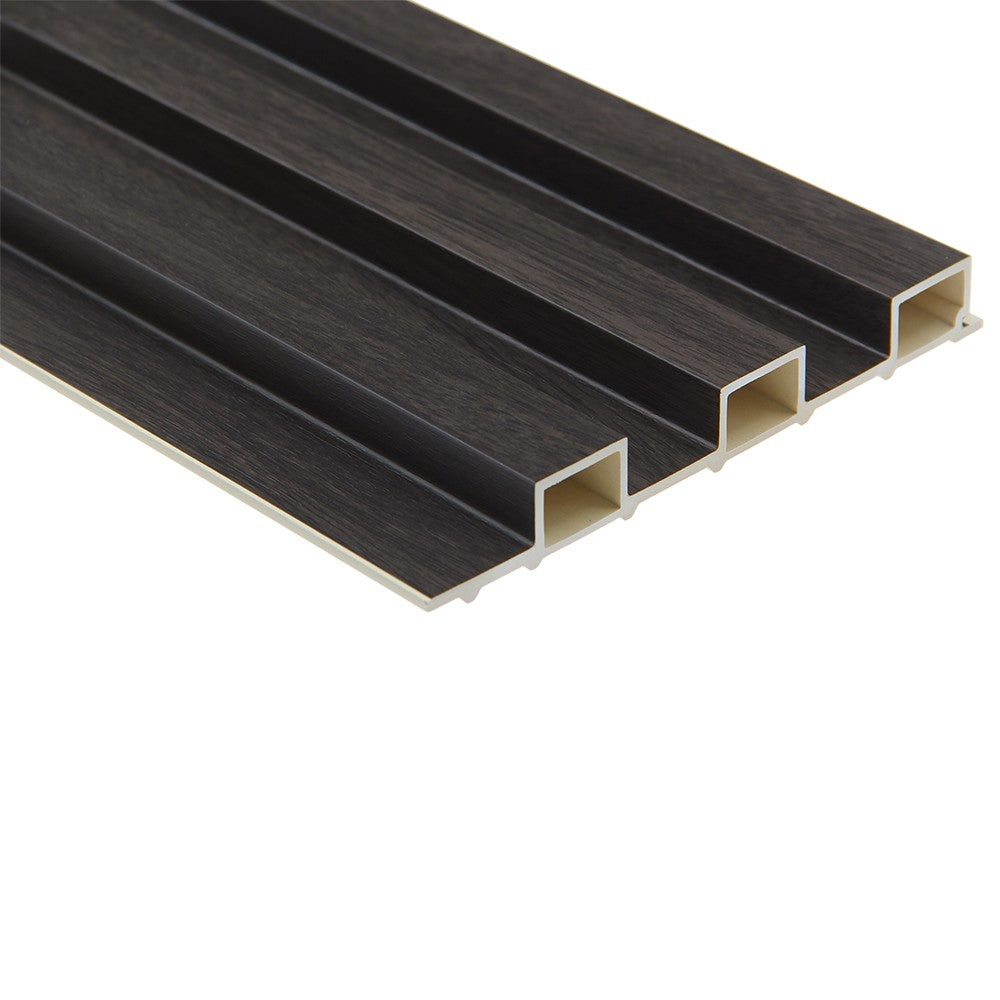 WPC Fluted Slat Wall Panel, Wood Black
