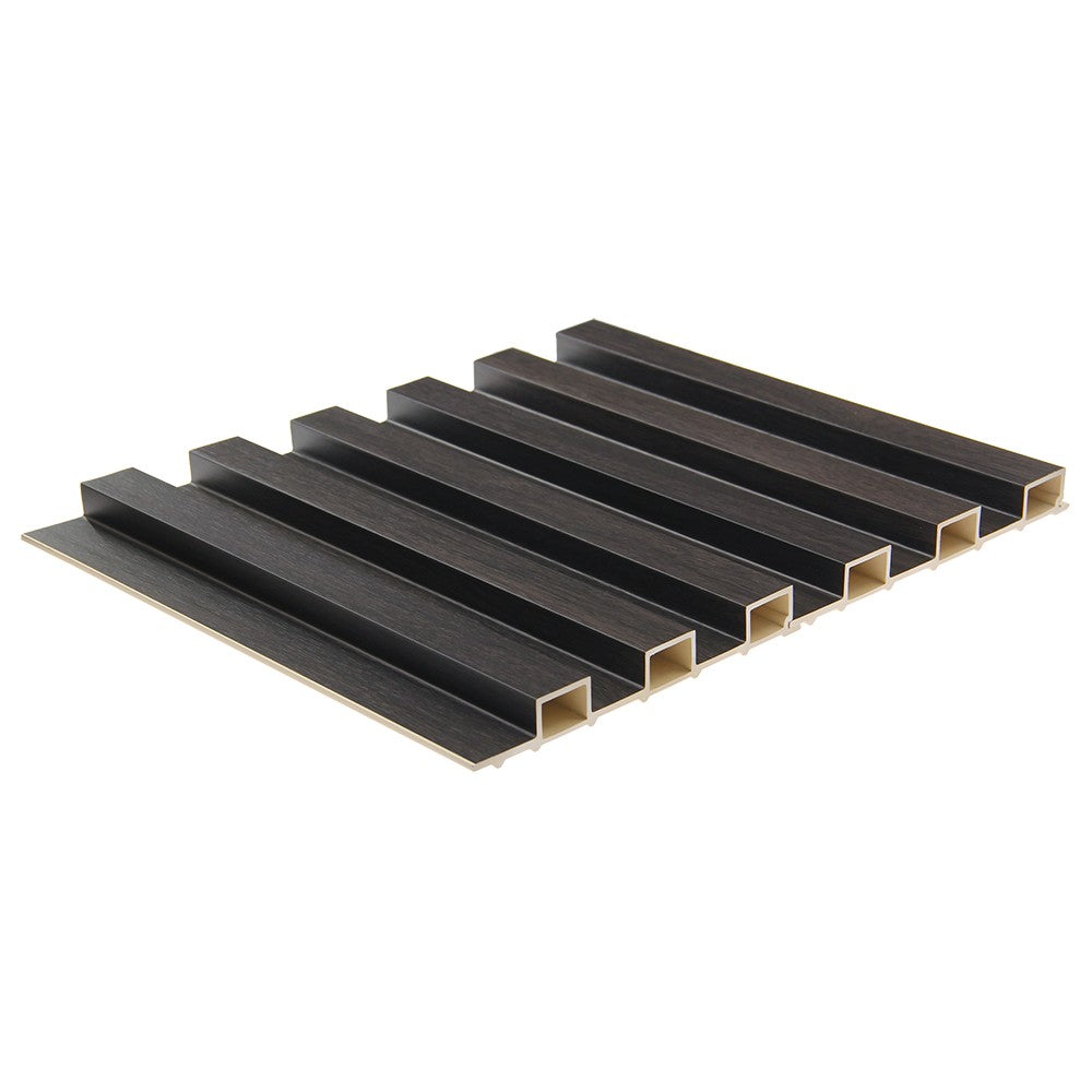 WPC Fluted Slat Wall Panel, Wood Black