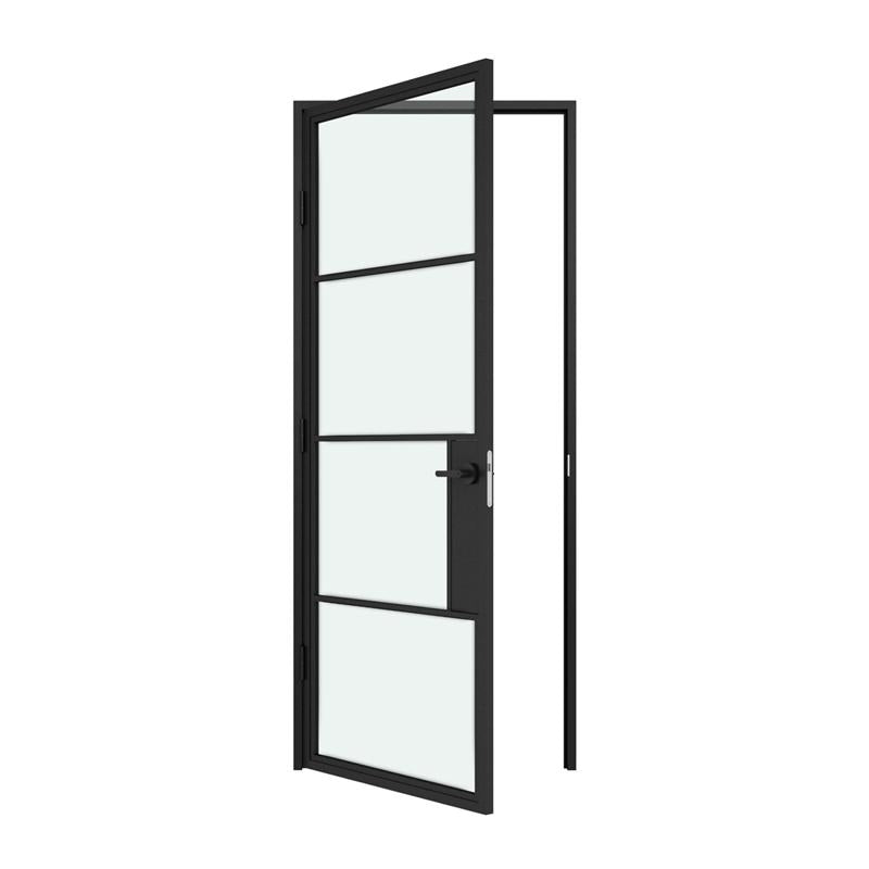 Stylish 4 Lite Modern Single Steel Door, 32x96"
