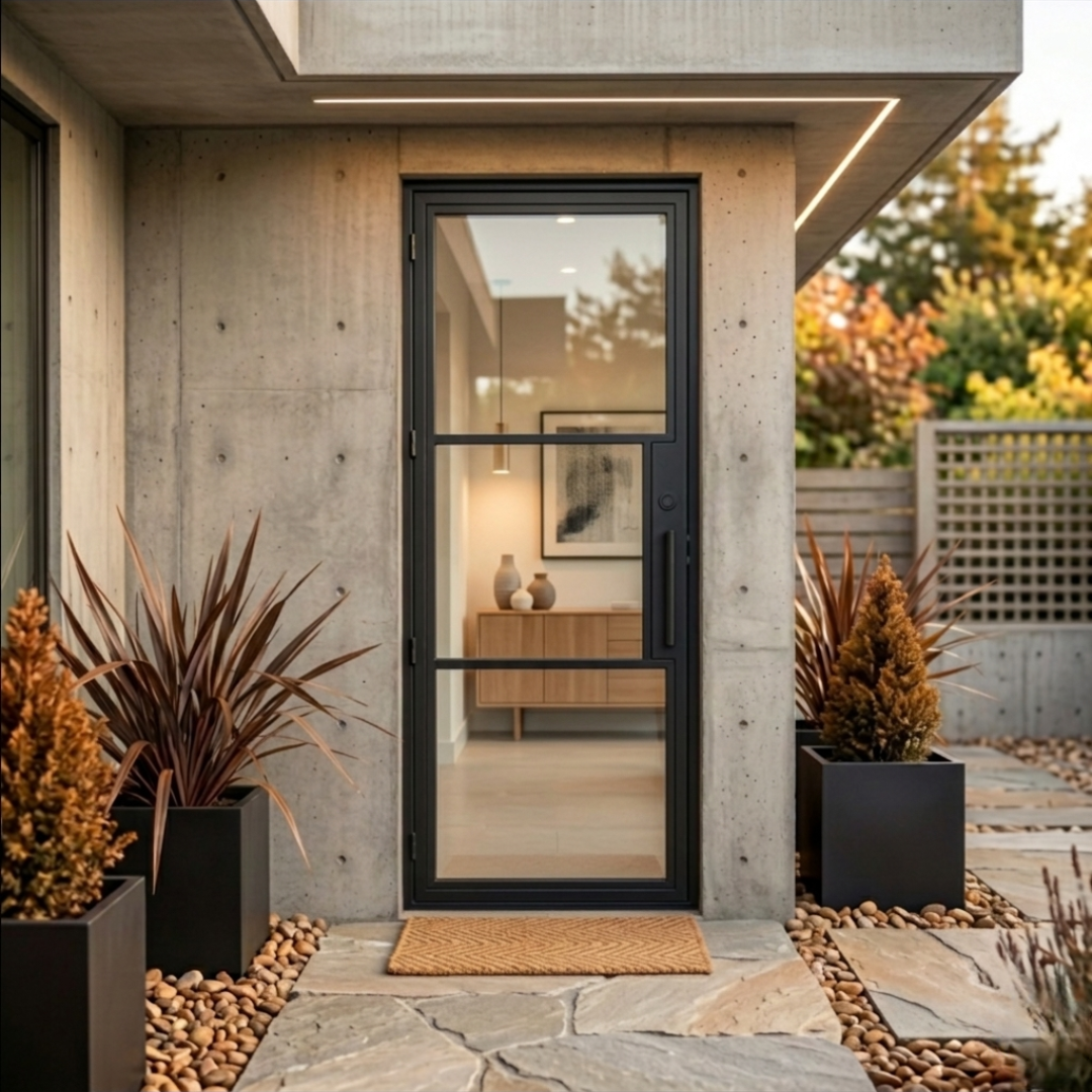 3 Lite Modern Single Steel Door 36x96"