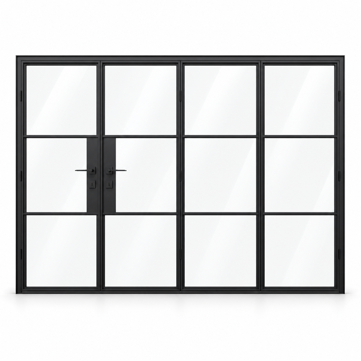 3S 3+1-panel black steel bifold door on a white background — product visualization