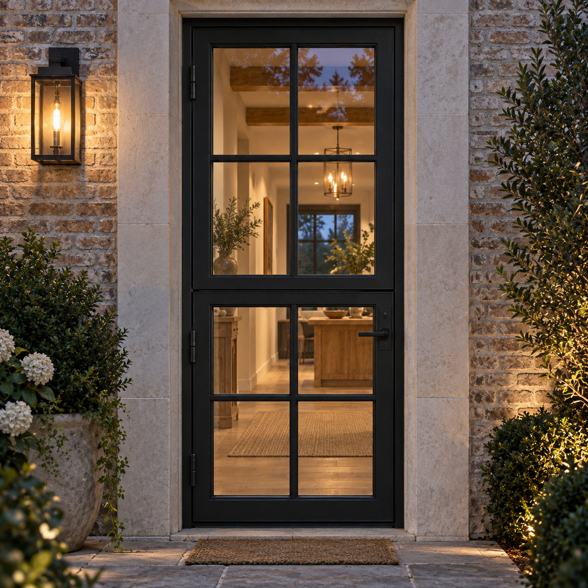 8 Lite Single Dutch Steel Door — evening AI-generated design visualization