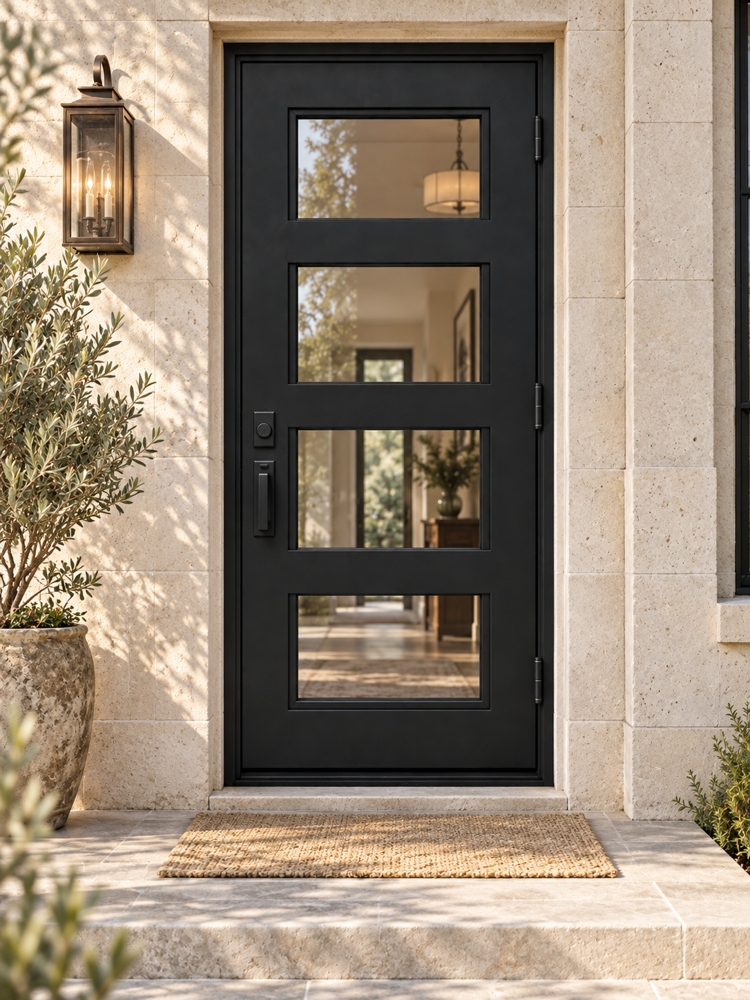 Framed 4 Lite Single Steel Door — townhouse design visualization