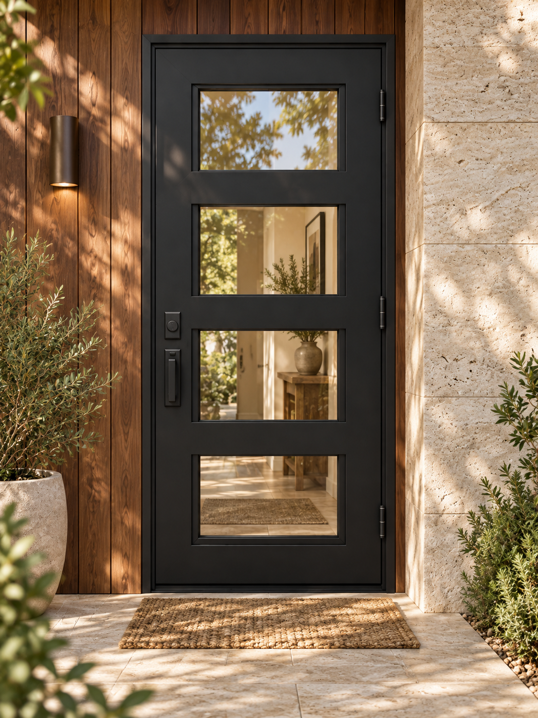 Framed 4 Lite Single Steel Door — woodland design visualization