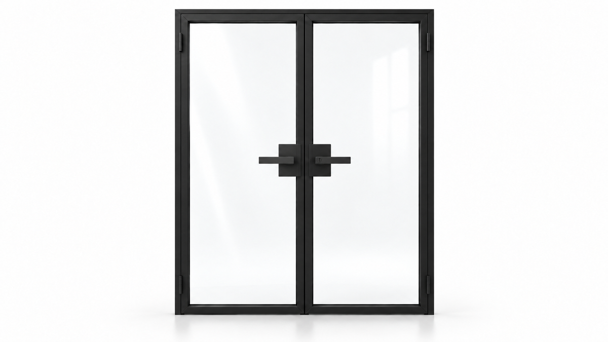 USABD Full Lite Interior Steel Double Door with included lever hardware — studio