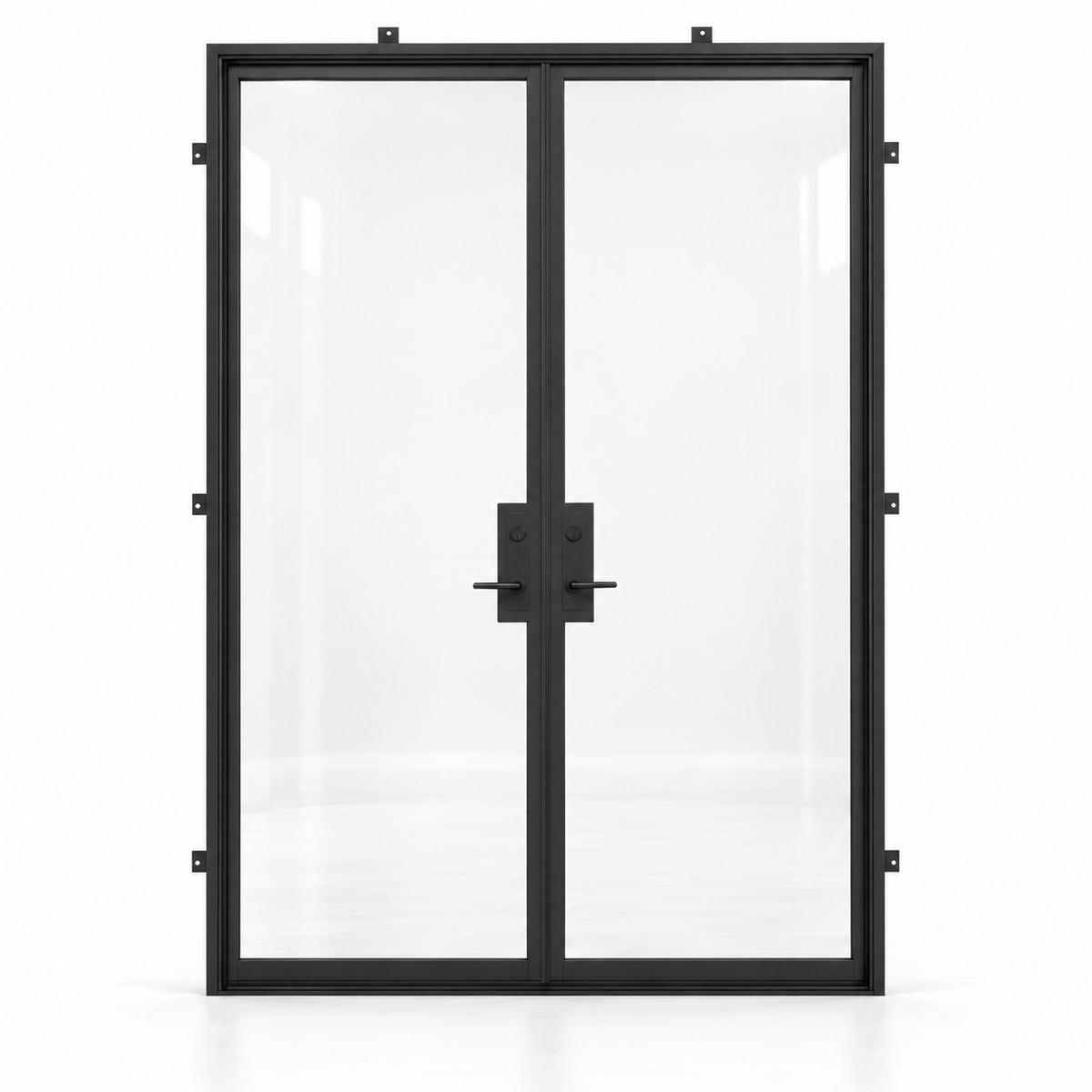 Full Lite Double Hinged Steel Door — studio product visualization