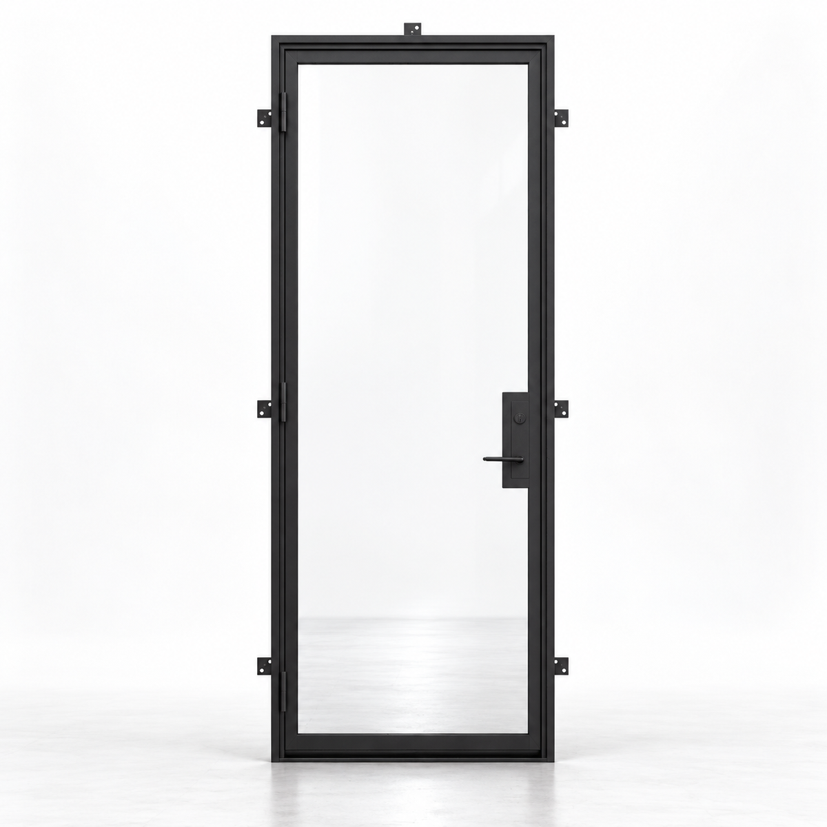 Full Lite Single Hinged Steel Door — studio product visualization