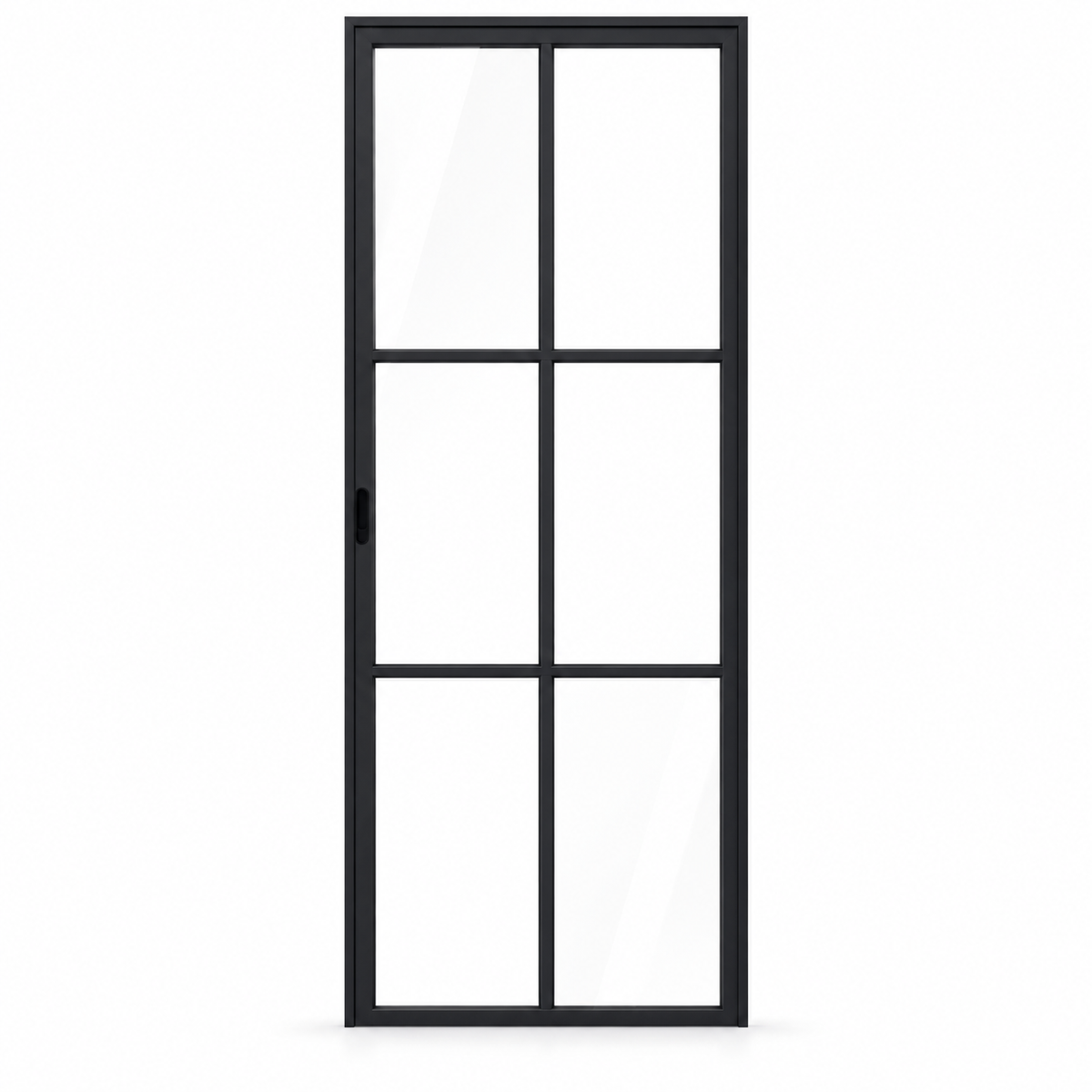 6-Lite Single Steel Pocket Pantry Door on a white background — product visualization