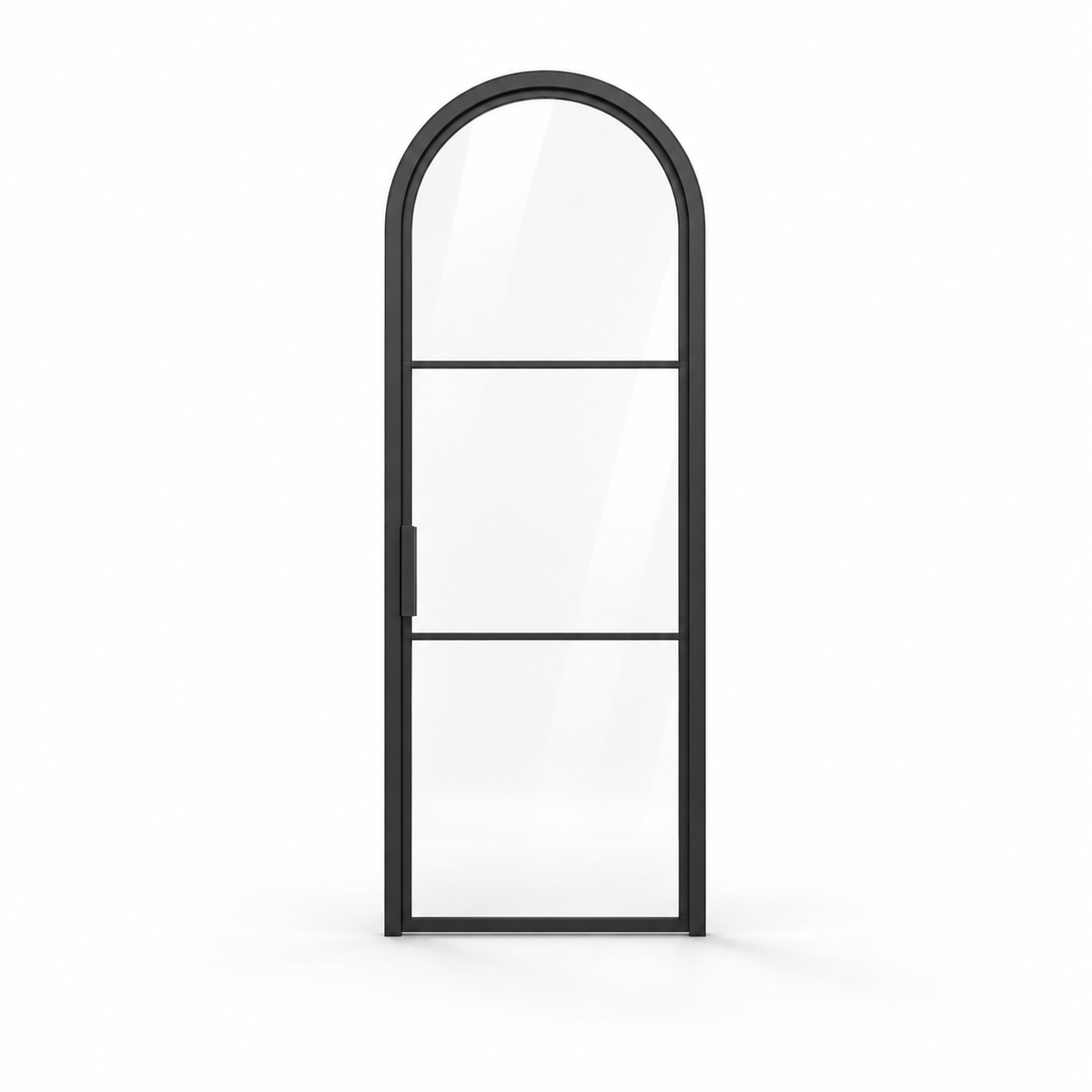 3-Lite Full-Arch Single Steel Pantry Door on a white background — product visualization