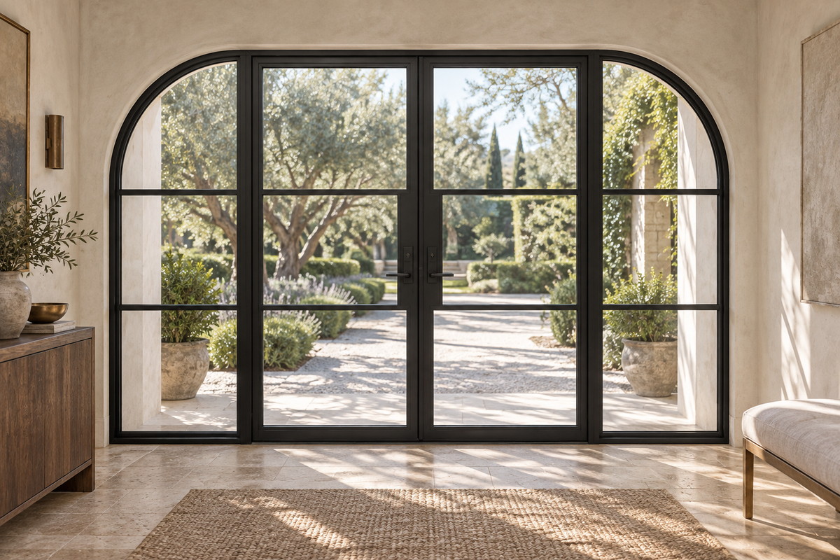 Radius 3 Lite Double Steel Door with Sidelights — foyer product visualization