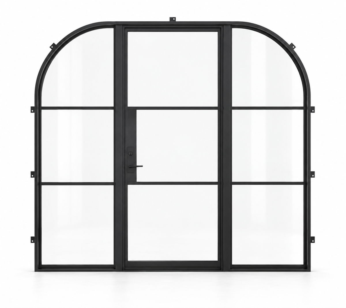Radius 3 Lite Single Steel Door with Curved Sidelights — studio product visualization