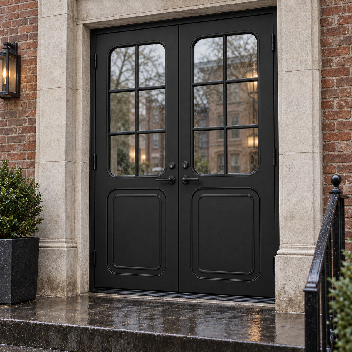 Rounded 6 Lite Double Steel Door — townhouse AI-generated product visualization