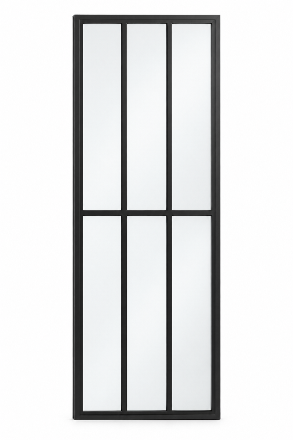 6 Lite steel sidelight, 3 columns by 2 rows, black frame on a white background
