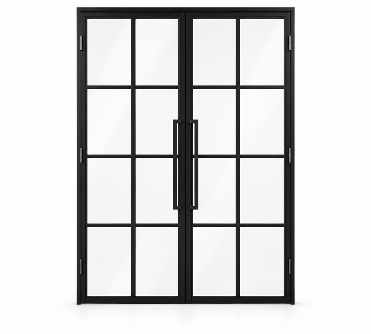 8 Lite double interior steel door with clear glass and included tall pulls — studio