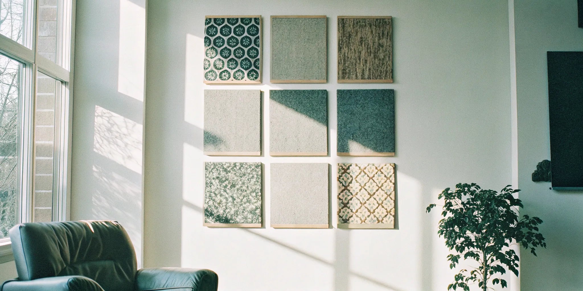 Decorative acoustic panels add style and sound control to a modern space.