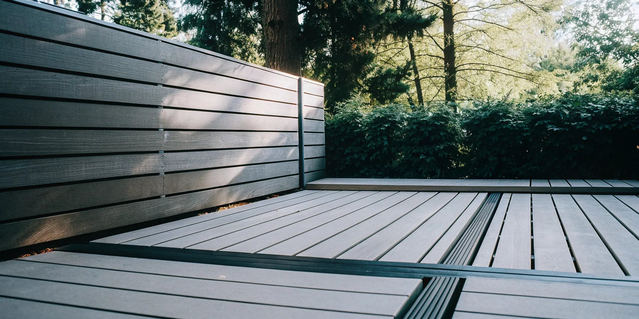 Outdoor installation of WPC fluted panels creating a modern, clean-lined wall.