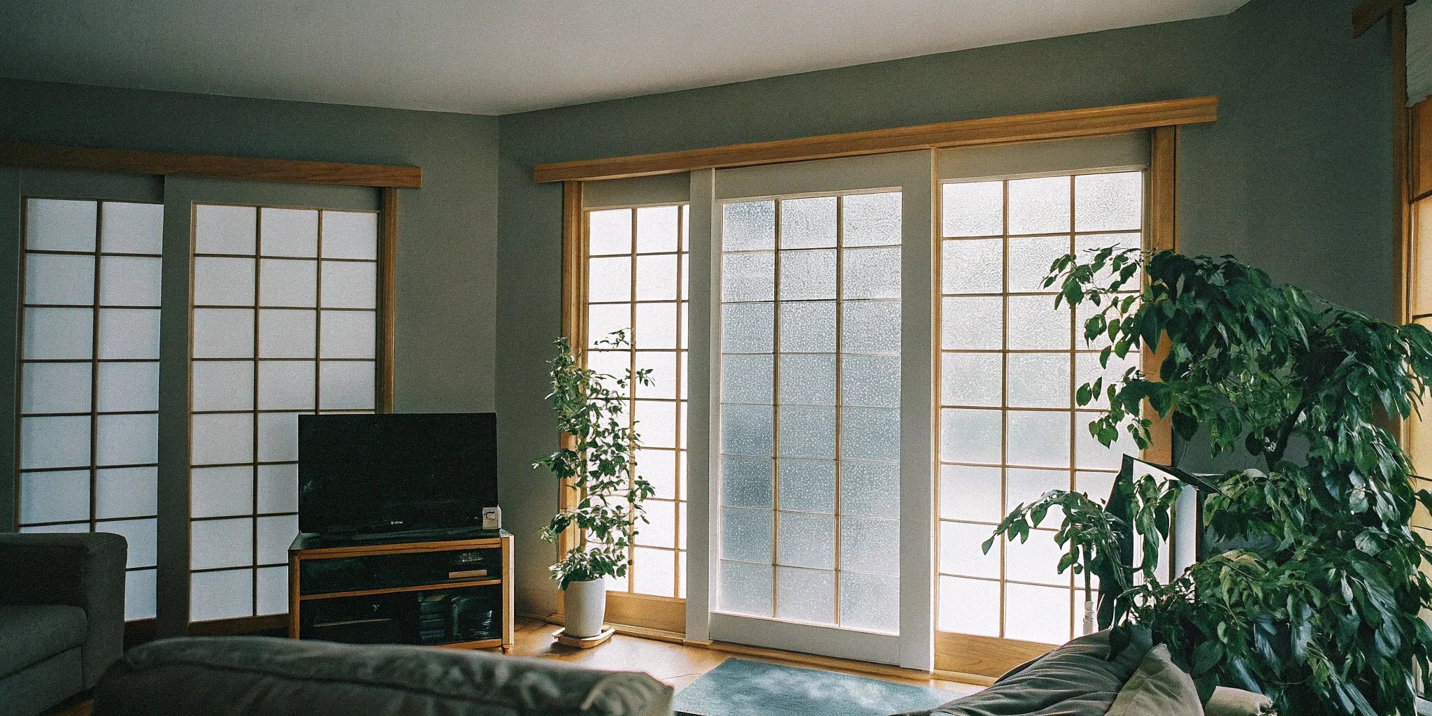 A modern living room featuring acoustic wall panels you can buy online.