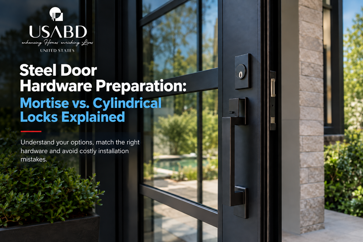 USA Builders Depot steel door hardware preparation guide comparing mortise and cylindrical locks