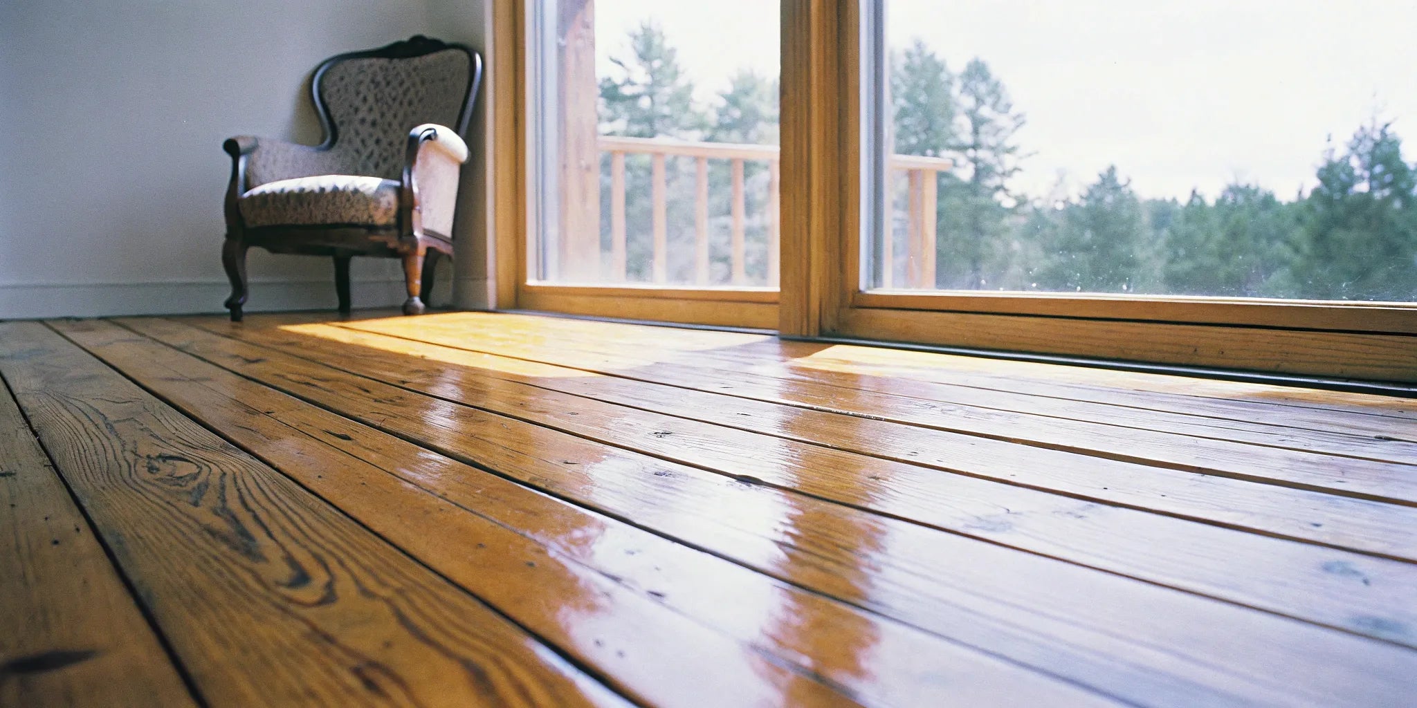 Wide plank wood flooring in a sunlit room, a key investment with a wide range of prices.