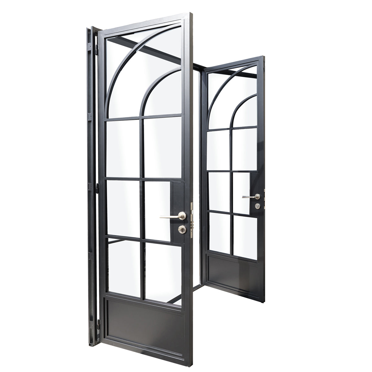 Cuivre classic double steel door with copper handle, 60x80"