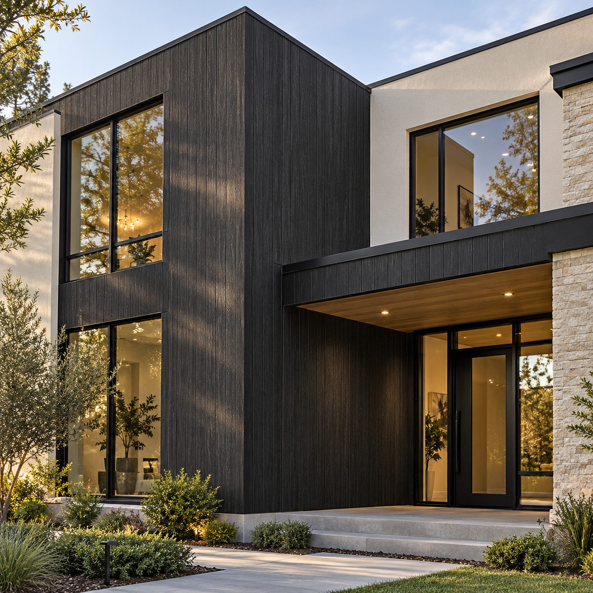 Exterior Shiplap Cladding Wall Panel, Black/Charcoal