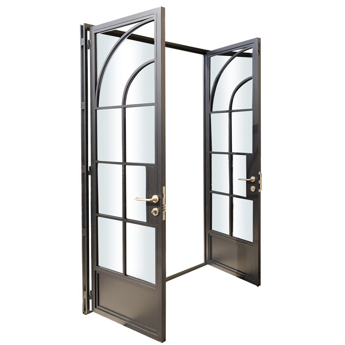 Cuivre classic double steel door with copper handle, 60x80"