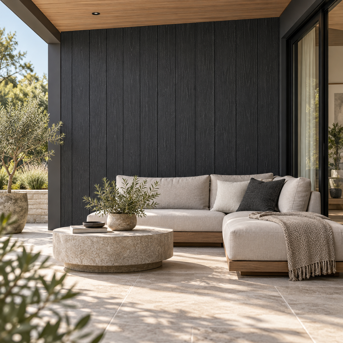 Exterior Shiplap Cladding Wall Panel, Black/Charcoal