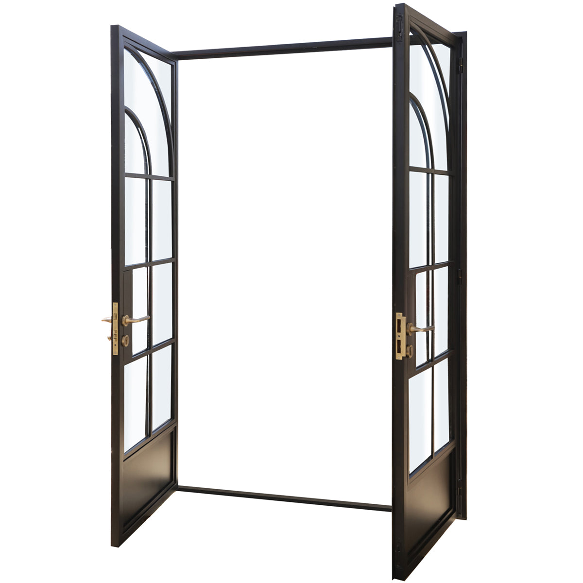 Cuivre classic double steel door with copper handle, 60x80"