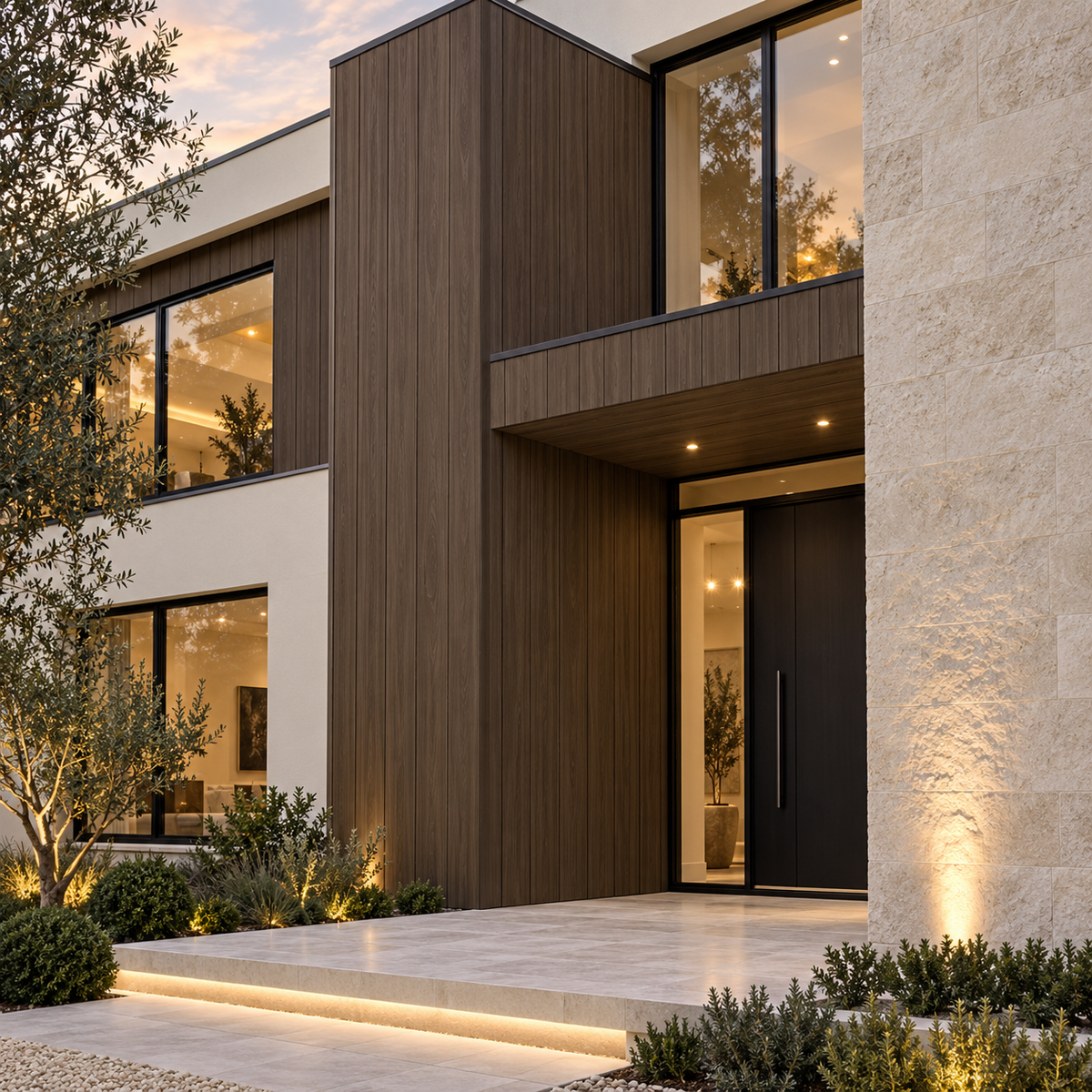 Exterior Shiplap Cladding Wall Panel, Walnut Dark